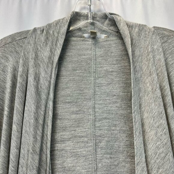 Joan Vass Womens Cardigan Sweater Gray Long Sleeve Open Front Waterfall Knit M - Picture 7 of 11